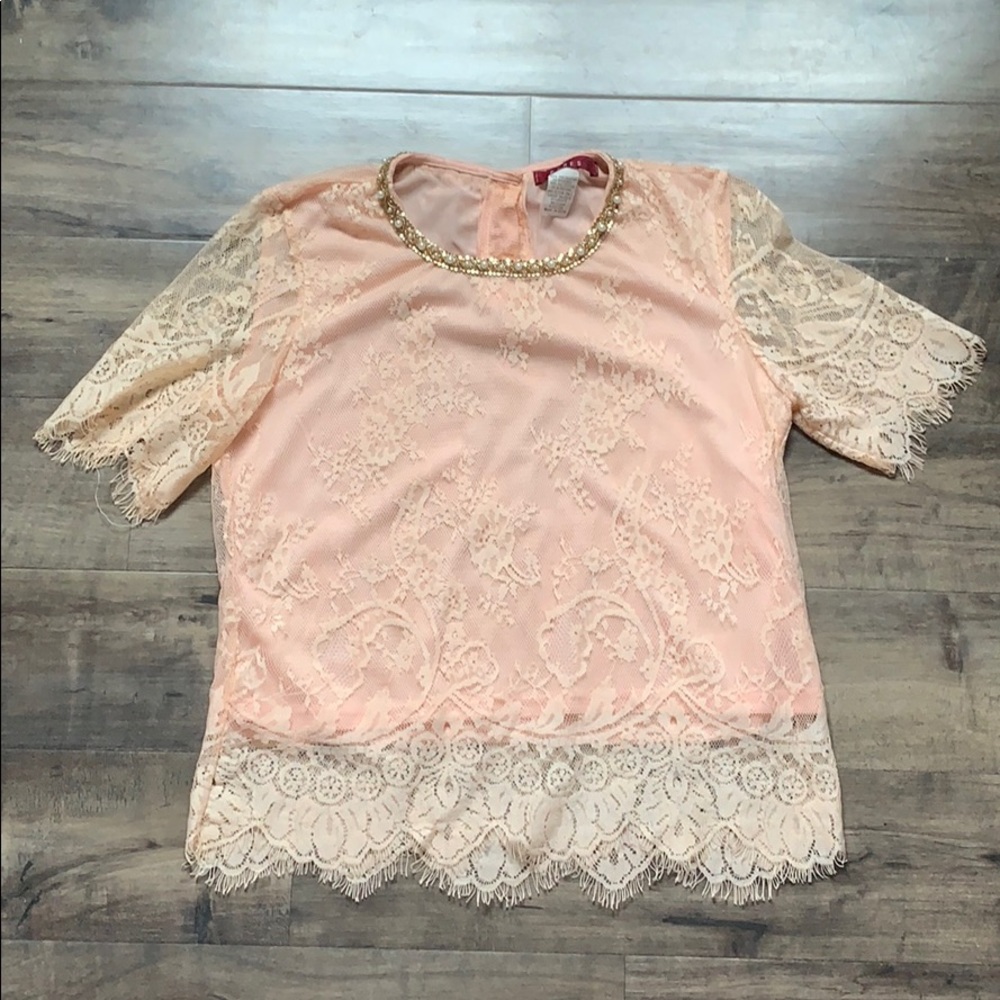 Peach lace blouse